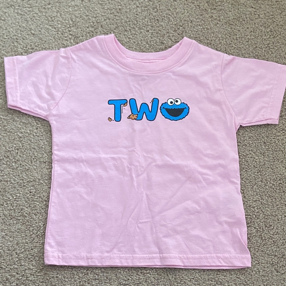 2nd Birthday Shirt - Pink Cookie Monster Kids T-Shirt